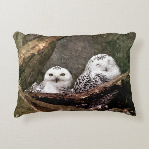 Schneeeulenpaar Wald Wildlife-Kunst Dekokissen