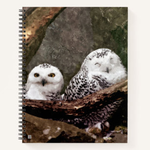 Schneeeulenpaar Wald Wildlife-Kunst Notizblock