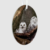 Schneeeulenpaar Wald Wildlife-Kunst Ornament (Vorderseite)