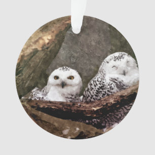 Schneeeulenpaar Wald Wildlife-Kunst Ornament