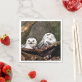 Schneeeulenpaar Waldlandschaft Wildlife-Kunst Serviette (Beispiel)