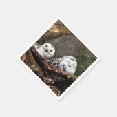 Schneeeulenpaar Waldlandschaft Wildlife-Kunst Serviette (Ecke)