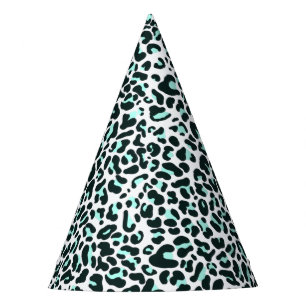 Schneefach Leopard Tierdruck in Minzfarbe Partyhütchen