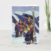 Schneefahrten Feiertagskarte (Vorderseite)