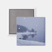 Schneefall am Meer Magnet (Vorderseite/Rückseite)