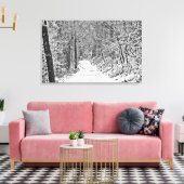 Schneefall auf dem Waldweg B&W Leinwanddruck (Insitu (Wohnzimmer))