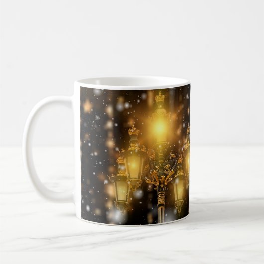Schneefall auf der Lampe Kaffeetasse (Links)