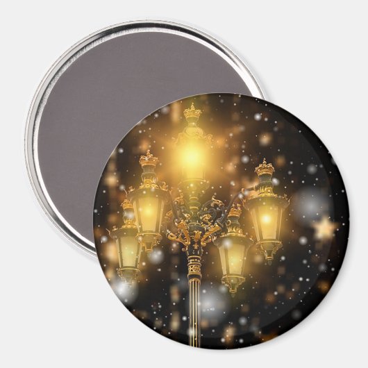 Schneefall auf der Lampe Magnet (Vorderseite/Rückseite)