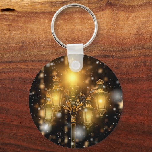 Schneefall auf der Lampe Schlüsselanhänger (Vorderseite)