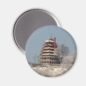 Schneefall auf der Pagode Magnet (Vorderseite/Rückseite)