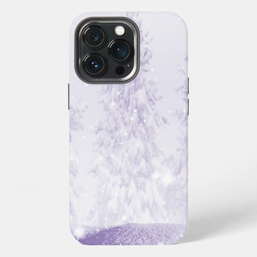 Schneefall auf violettem Hintergrund iPhone Hülle (Hinten)