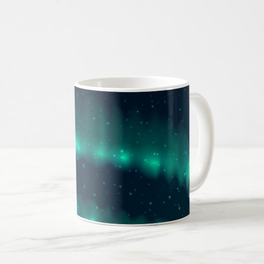 Schneefall Aurora Borealis - Nordlichter Kunstwerk Kaffeetasse (VorderseiteRechts)