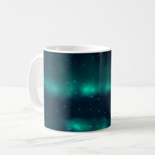Schneefall Aurora Borealis - Nordlichter Kunstwerk Kaffeetasse (Vorderseite Links)