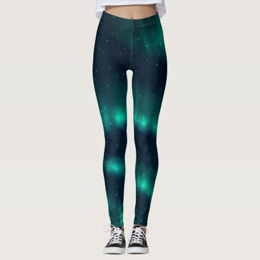 Schneefall Aurora Borealis - Nordlichter Kunstwerk Leggings (Vorderseite)