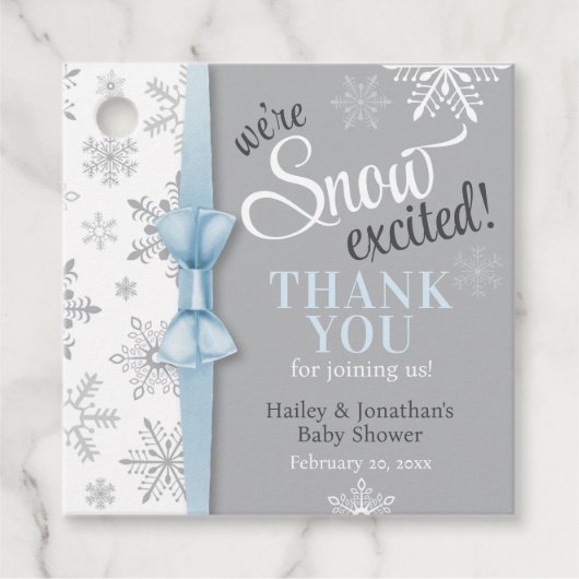 Schneefall Begeisterte Blue Gray Snowflake Baby Bo Geschenkanhänger (Vorderseite)
