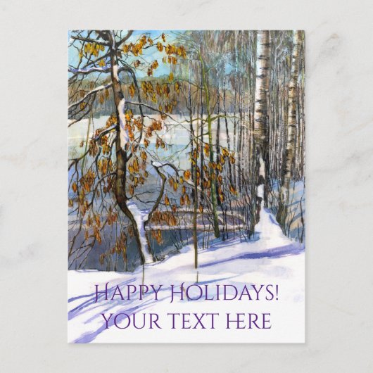 Schneefall Feiertagspostkarte (Vorderseite)