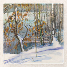 Schneefall Glasuntersetzer