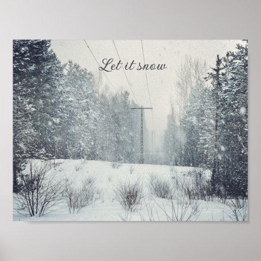 Schneefall im Abend Poster (Vorne)