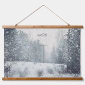 Schneefall im Abend Wandteppich Mit Holzrahmen (Vorderseite)