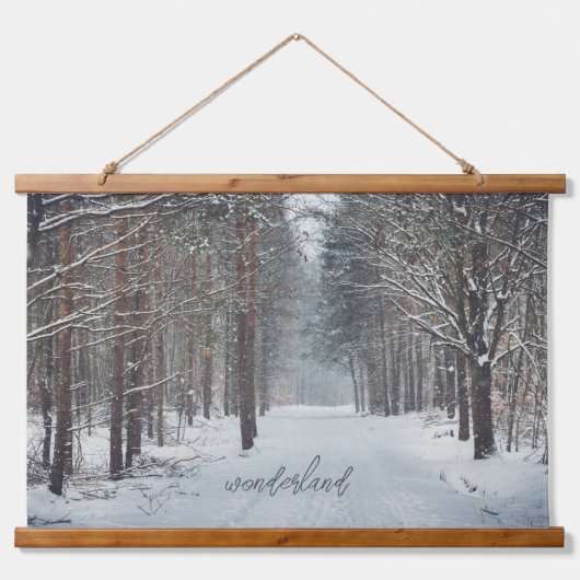 Schneefall im Abend Wandteppich Mit Holzrahmen (Vorderseite 2)