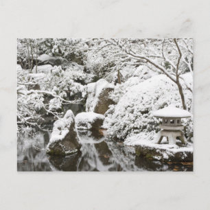 Schneefall im Portland Japanese Garden, 2 Postkarte