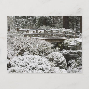 Schneefall im Portland Japanese Garden, Postkarte