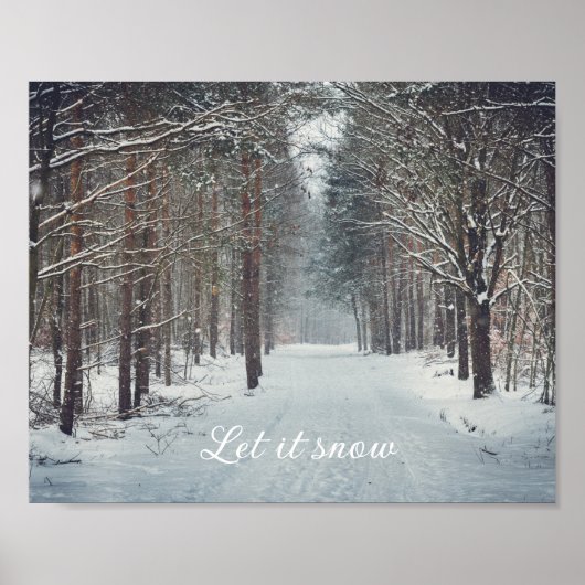 Schneefall im Winterwald Poster (Vorne)