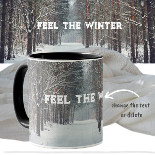 Schneefall im Winterwald Tasse