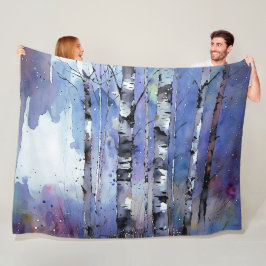 Schneefall in der verzauberten Birke Fleecedecke