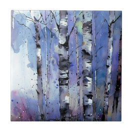 Schneefall in der verzauberten Birke Fliese