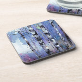 Schneefall in der verzauberten Birke Getränkeuntersetzer (Linke Seite)