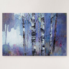 Schneefall in der verzauberten Birke Puzzle