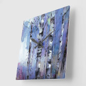 Schneefall in der verzauberten Birke Quadratische Wanduhr (Winkel)