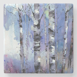 Schneefall in der verzauberten Birke Steinuntersetzer