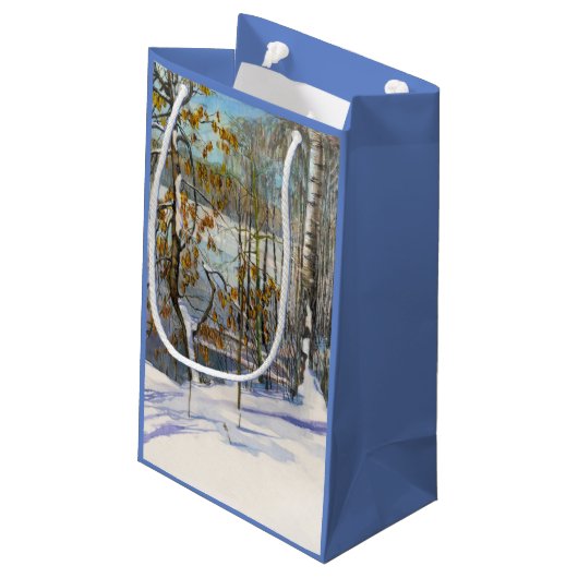 Schneefall Kleine Geschenktüte (Rückseite Schrägansicht)