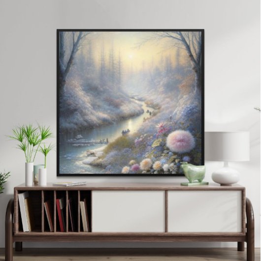 Schneefall Magische Landschaft Ruhige Winter Poster