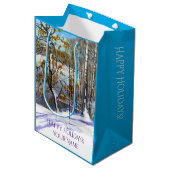 Schneefall Mittlere Geschenktüte (Vorderseite Schrägansicht)