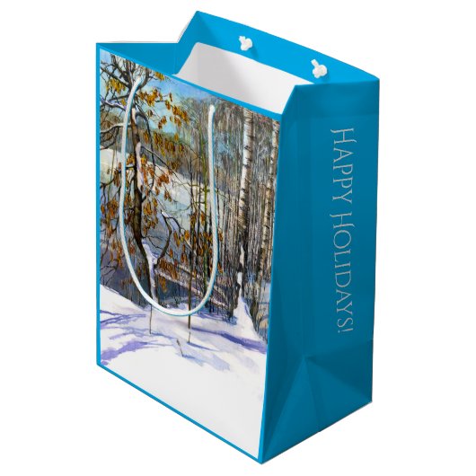 Schneefall Mittlere Geschenktüte (Rückseite Schrägansicht)