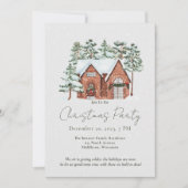 Schneefall Nordic Farmhouse Pines Weihnachts-Party Einladung (Vorderseite)