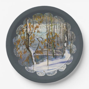 Schneefall Pappteller