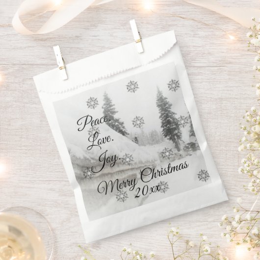 Schneefall Schneeflocken Schwarz-weiße Skizze Weih Geschenktütchen (Ausgeschnitten)