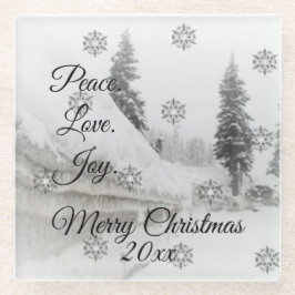 Schneefall Schneeflocken Schwarz-weiße Skizze Weih Glasuntersetzer