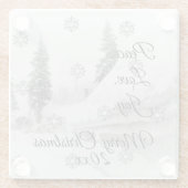 Schneefall Schneeflocken Schwarz-weiße Skizze Weih Glasuntersetzer (Rückseite)