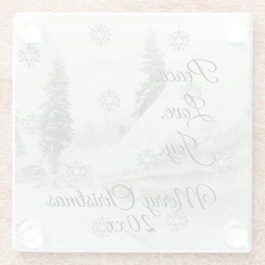 Schneefall Schneeflocken Schwarz-weiße Skizze Weih Glasuntersetzer (Rückseite)