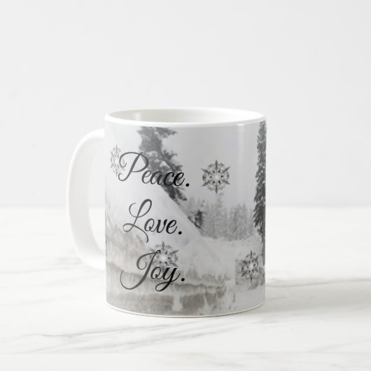 Schneefall Schneeflocken Schwarz-weiße Skizze Weih Kaffeetasse (Vorderseite Links)