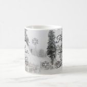 Schneefall Schneeflocken Schwarz-weiße Skizze Weih Kaffeetasse (Mittel)
