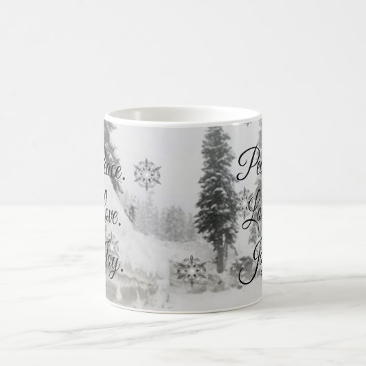 Schneefall Schneeflocken Schwarz-weiße Skizze Weih Kaffeetasse (Mittel)