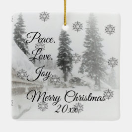 Schneefall Schneeflocken Schwarz-weiße Skizze Weih Keramikornament