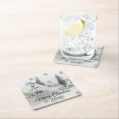 Schneefall Schneeflocken Schwarz-weiße Skizze Weih Rechteckiger Pappuntersetzer (Vor Ort)