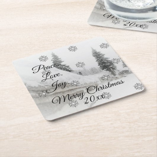 Schneefall Schneeflocken Schwarz-weiße Skizze Weih Rechteckiger Pappuntersetzer (angewinkelt)